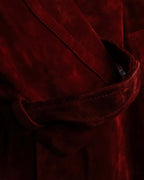 "GUCCI" 1990’s Tom Ford period deep red color suede long trench coat
