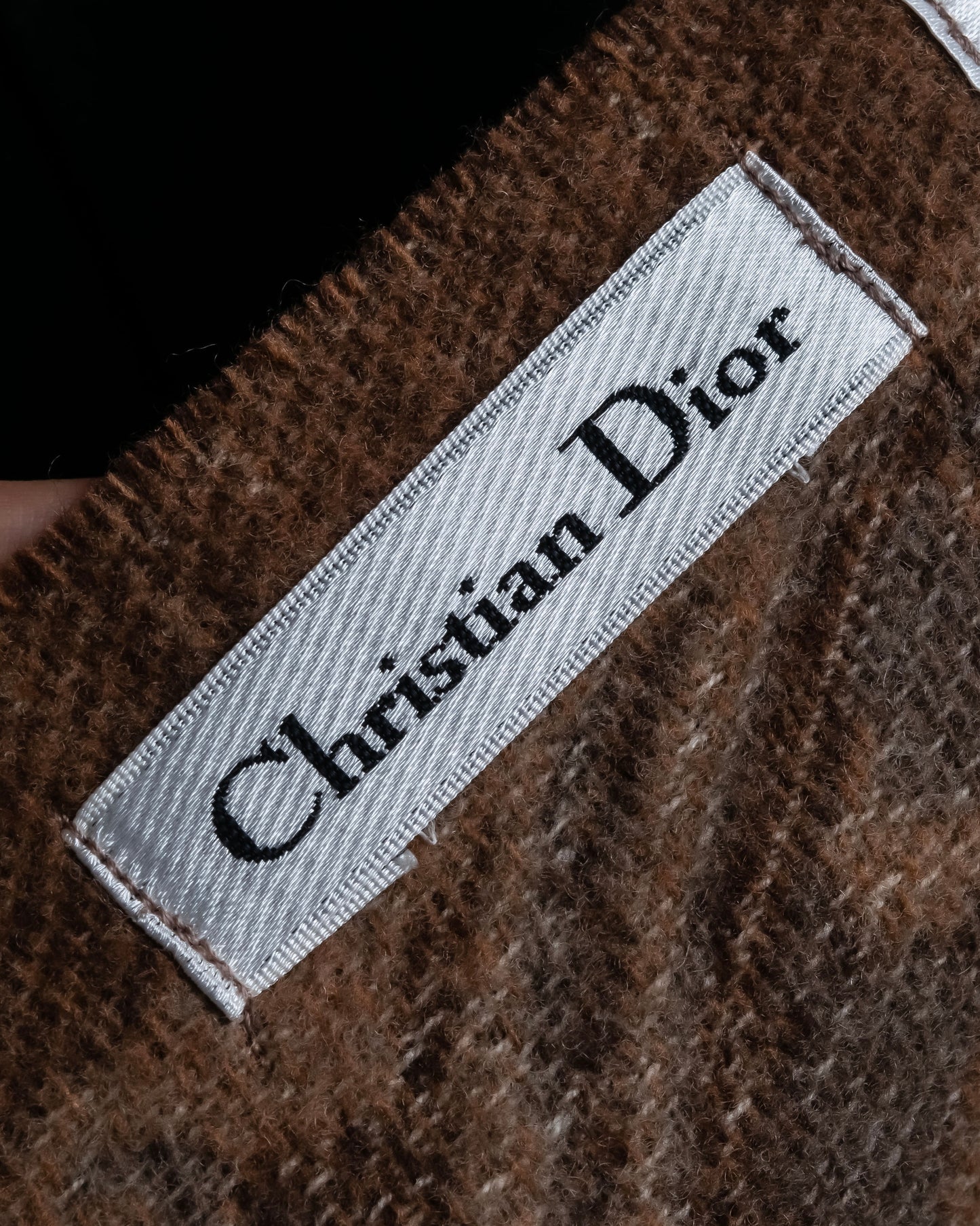 "Christian Dior" Jacquard paisley pattern fringe stole