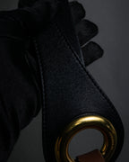 "BURBERRY" Gold circle metal design waist mark leather belt