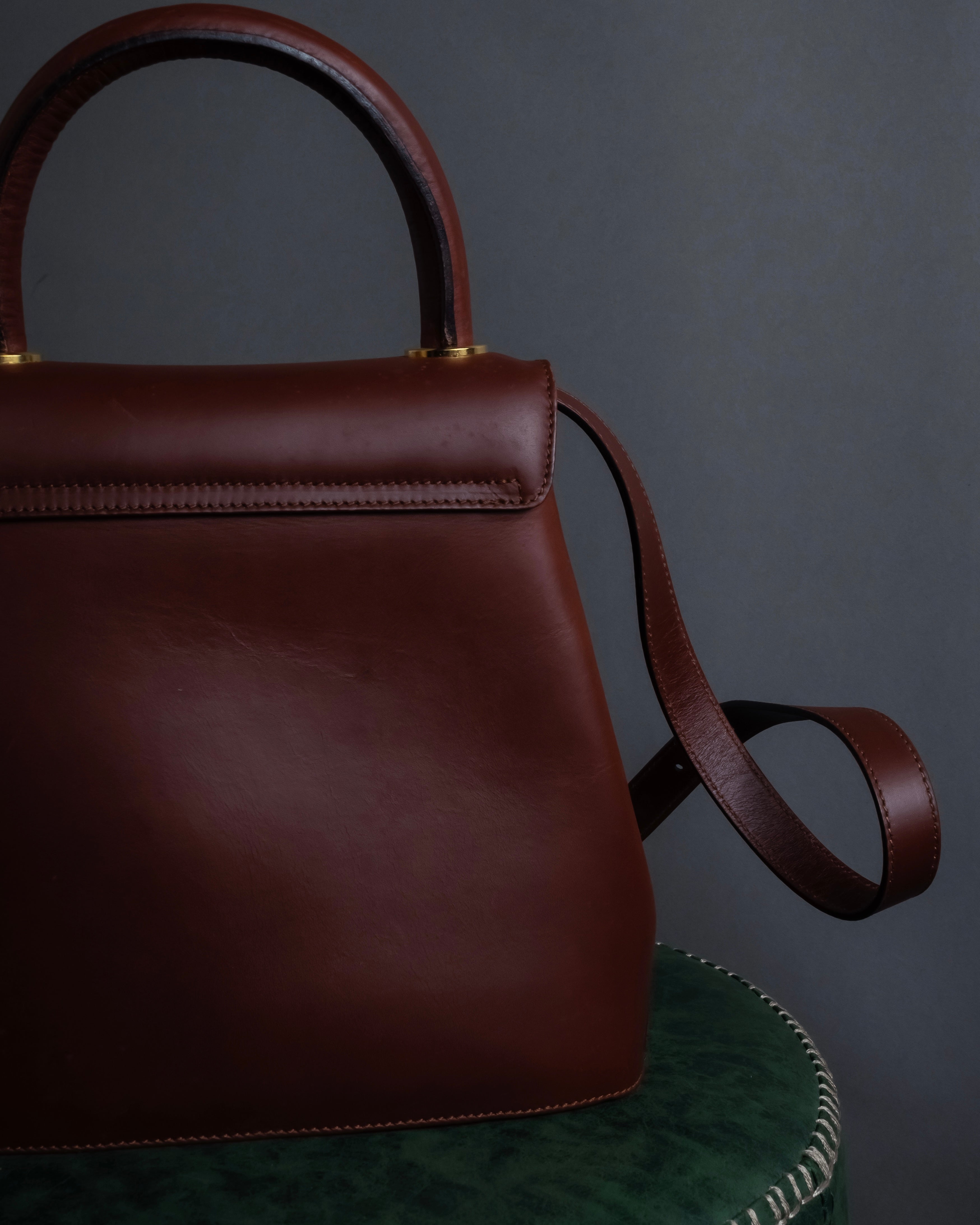 "Salvatore Ferragamo" Coin motif metal design leather hand bag