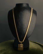 "Yves Saint Laurent" 80's-00's Gold tone textured pendant necklace