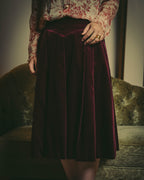 -SPECIAL- "Christian Dior" 80's-early 90's Burgundy velvet pleated skirt