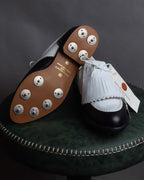 "BALENCIAGA" Two-tone fringe design leather golf shoes