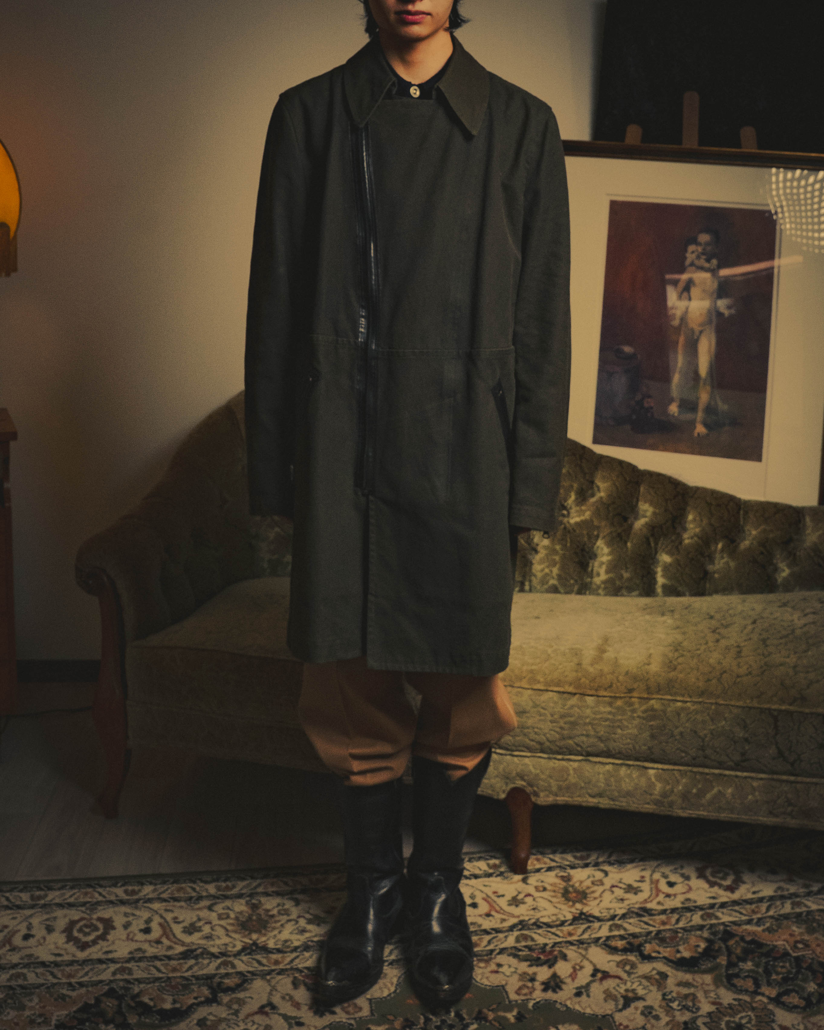 -SPECIAL- "COMME des GARÇONS HOMME" 03AW Asymmetric zip long coat