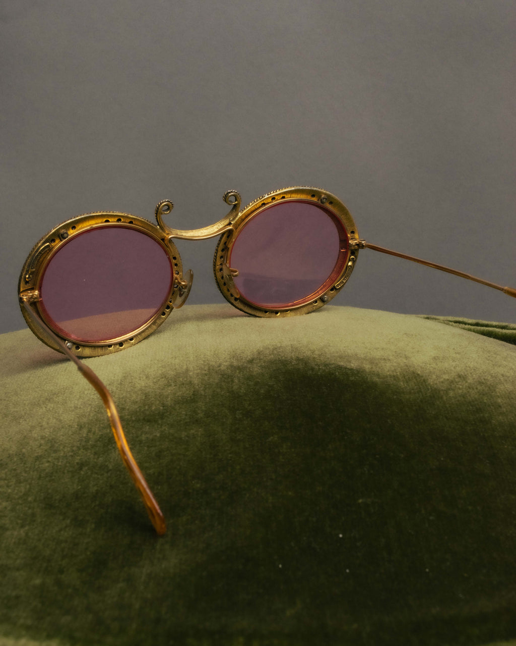 "Christian Dior" 70's-80's Vintage ornate jewel-embellished round sunglasses