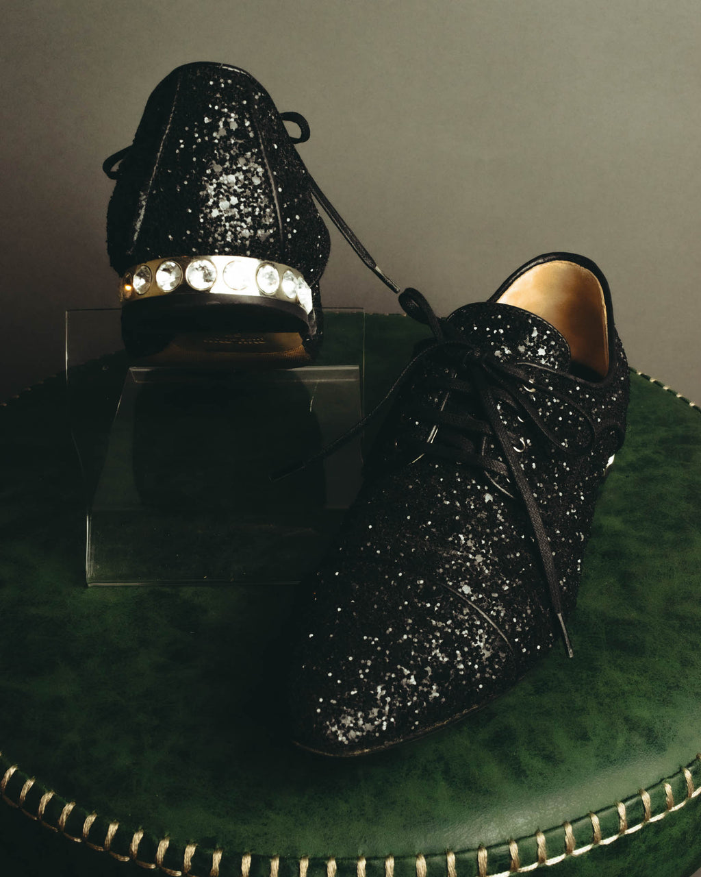 "Miu Miu" 2010's Embellished glitter lace-up oxford shoes