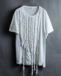 "Yohji Yamamoto POUR HOMME" Long ruffle design soft cotton T-shirt