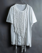 "Yohji Yamamoto POUR HOMME" Long ruffle design soft cotton T-shirt
