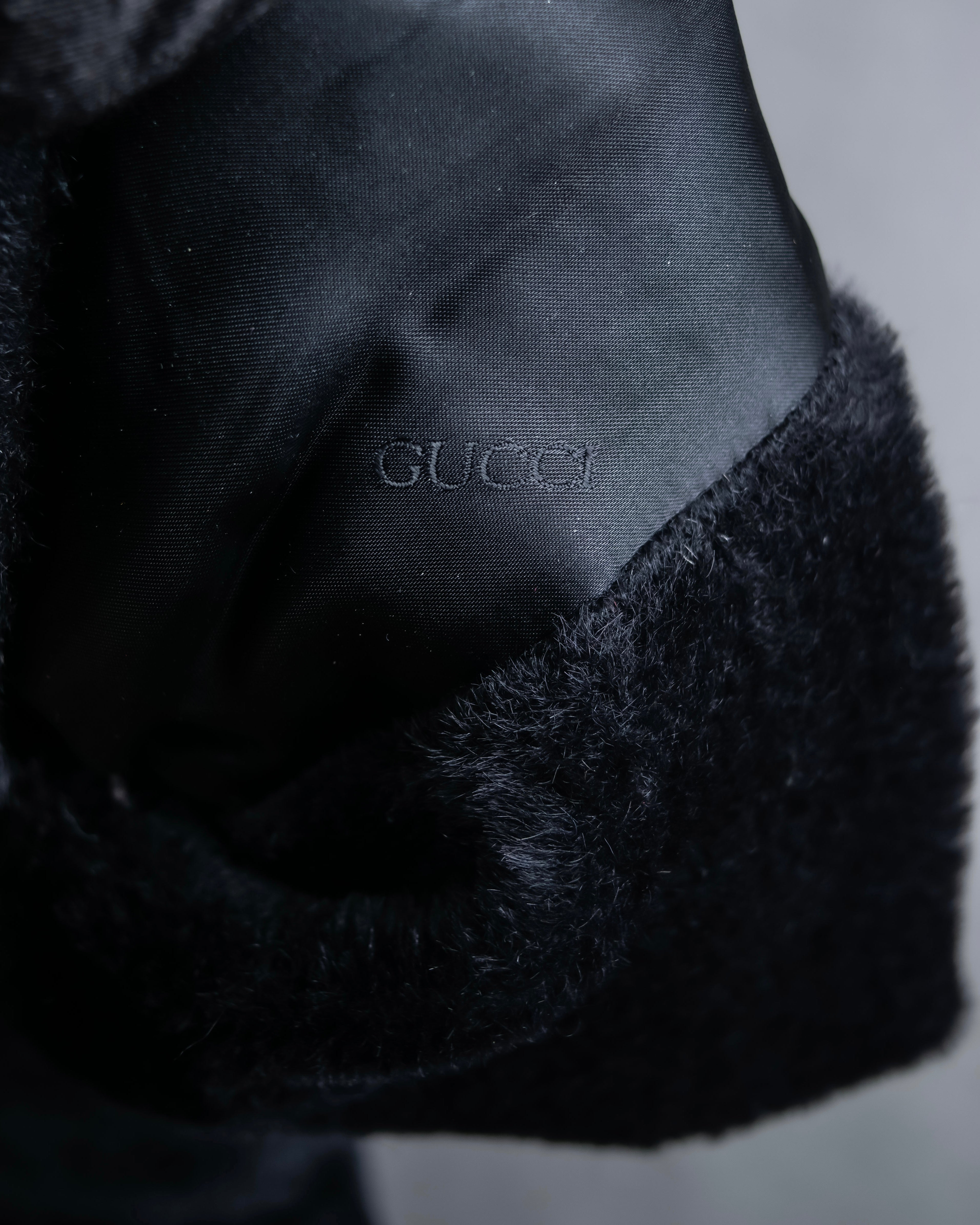 "GUCCI" 80's Gold button design brushed wool long chester coat