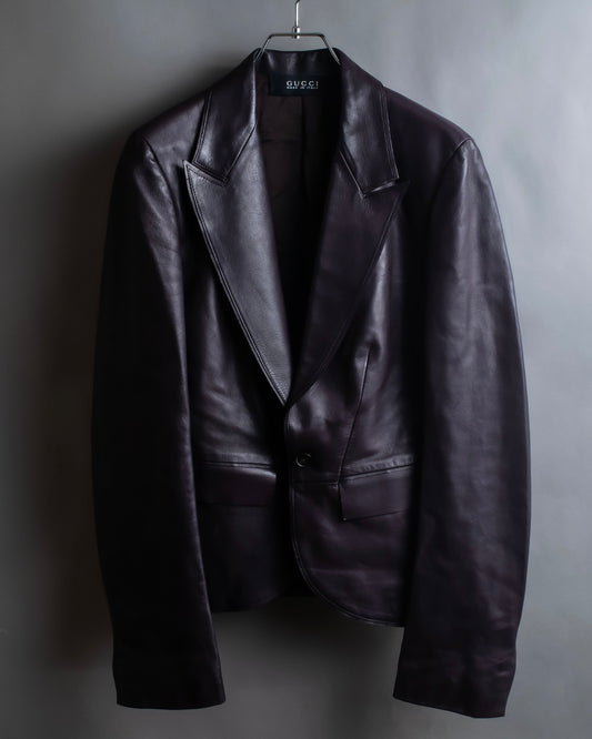 "GUCCI" Cutting design leather tailored jacket