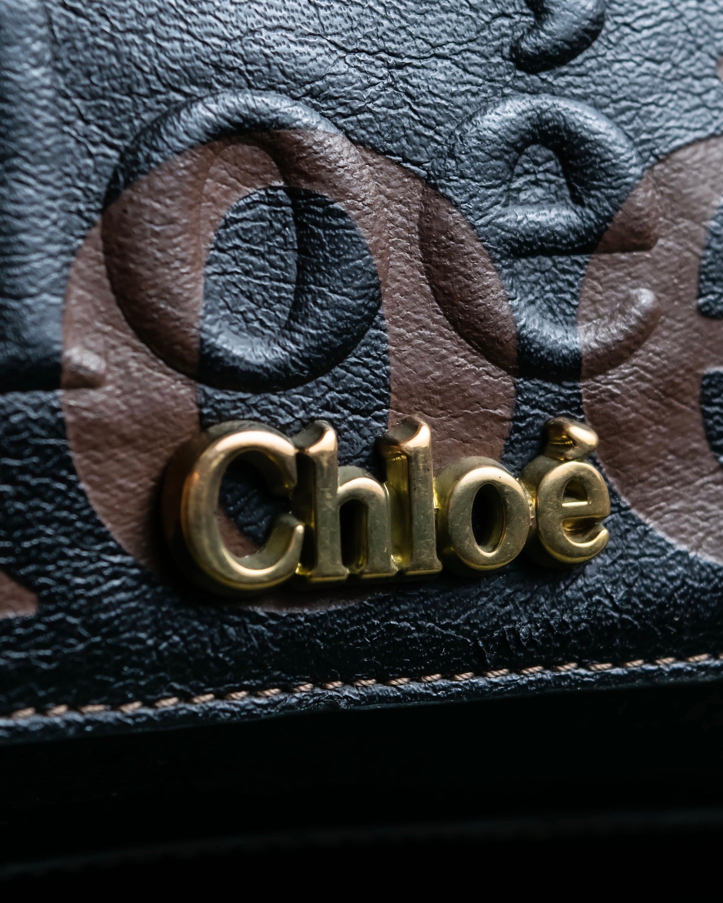 "Chloe" Eclipse series logo engraved leather mini boston bag