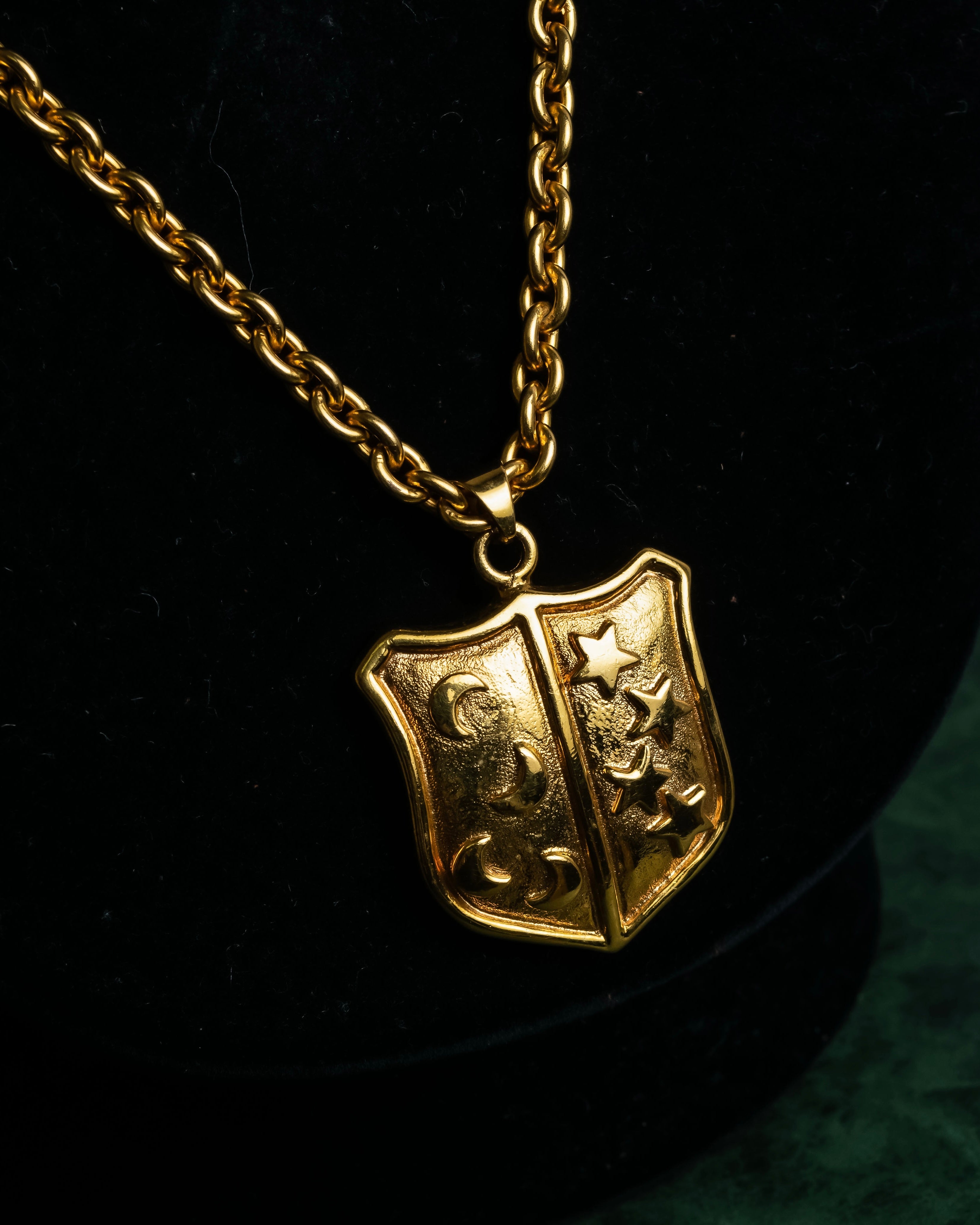 "CELINE" Moon & star top motif gold necklace