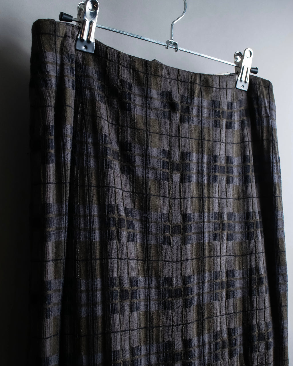 "HERMES" Check pattern cropped skirt