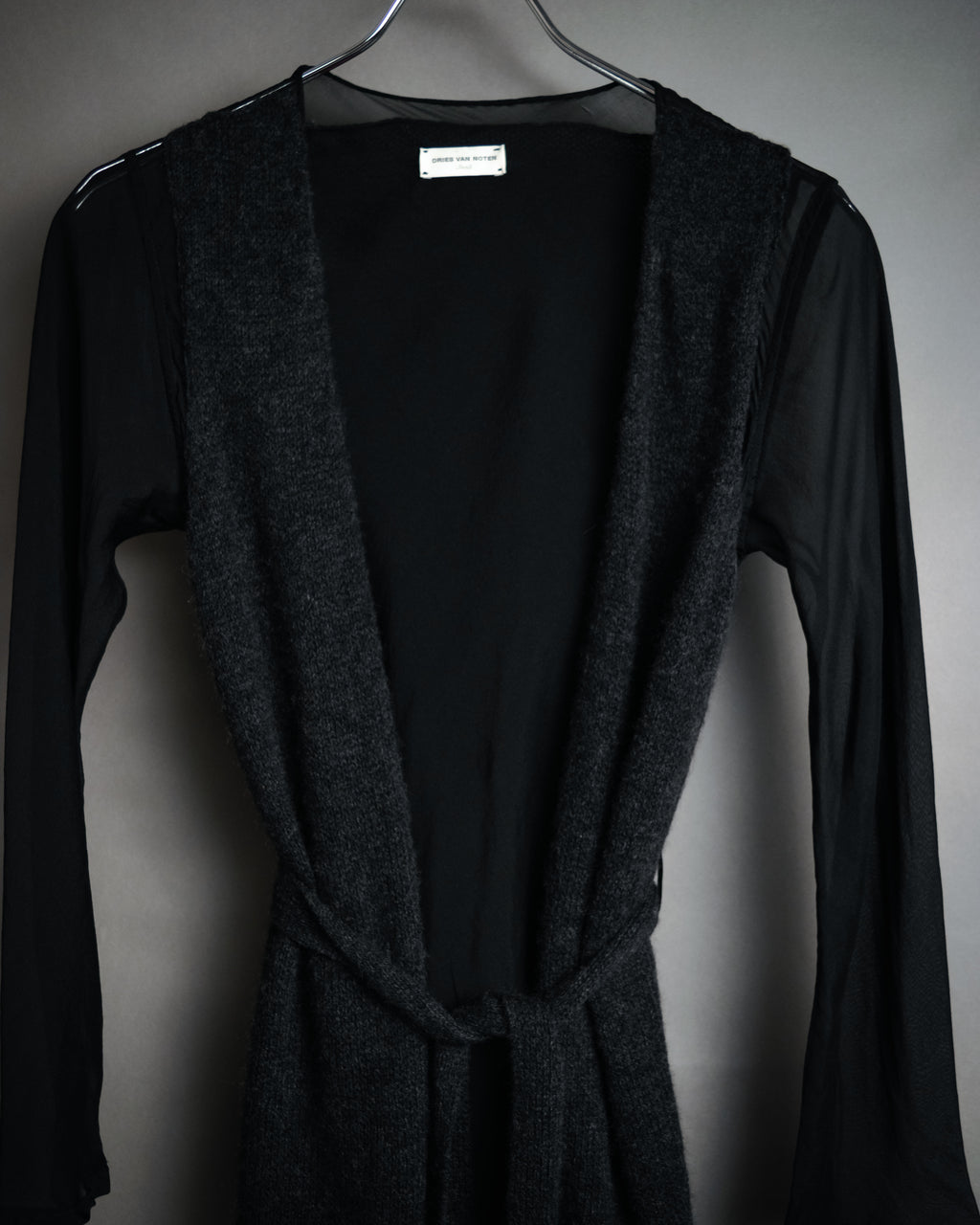 “DRIES VAN NOTEN” 90’s–Early 00’s Cashmere and silk layered belted cardigan