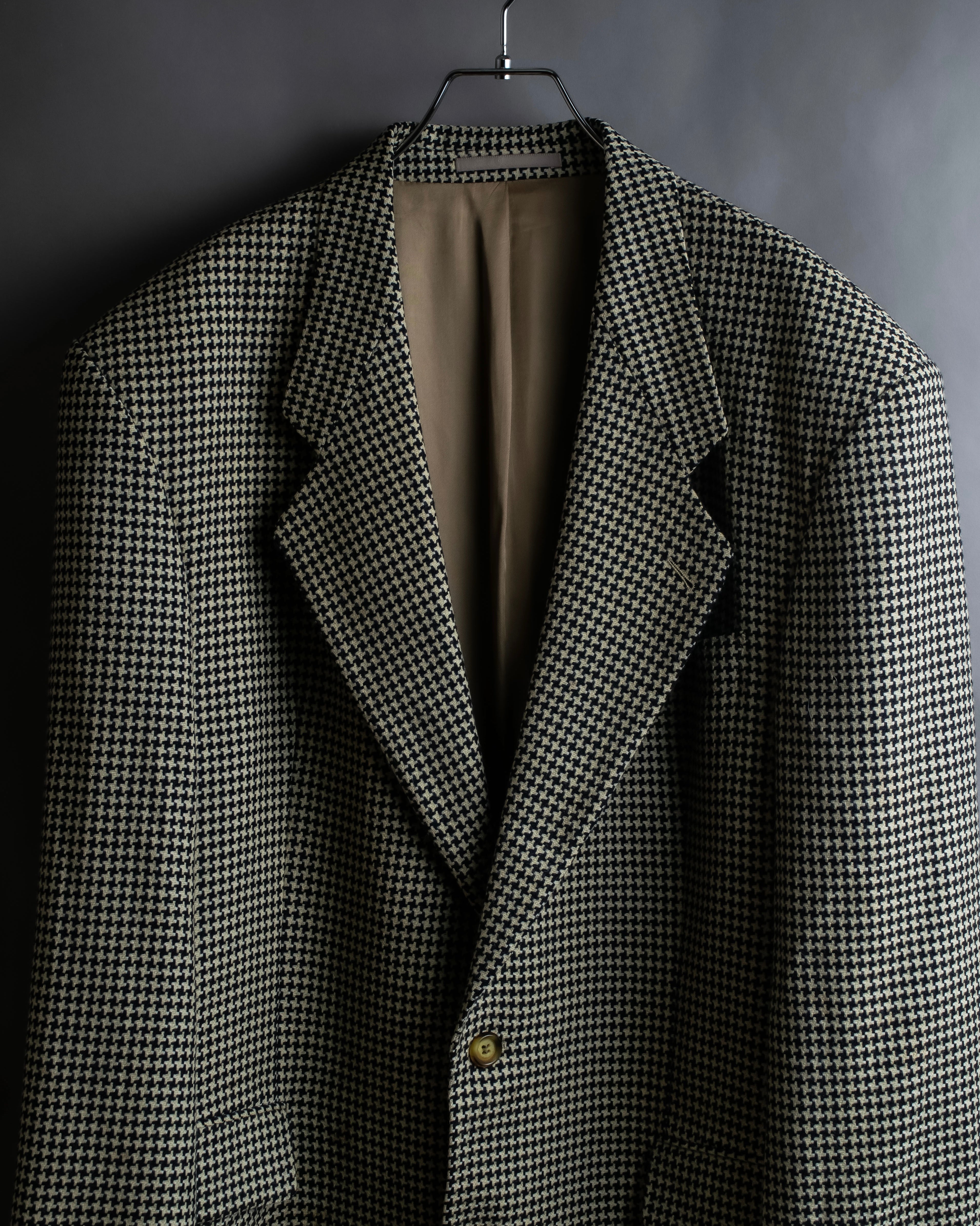 "HUGO BOSS" Houndstooth structured shoulder line tailored jacket