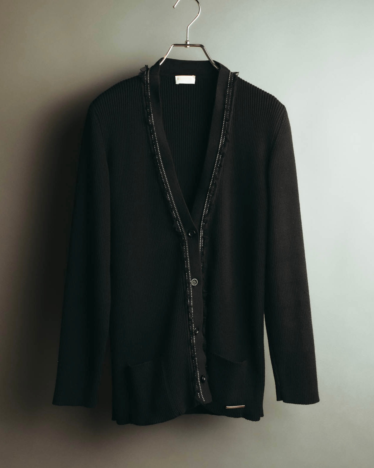 “VALENTINO ROMA” 00’s-10’s Rib knit frilled cardigan