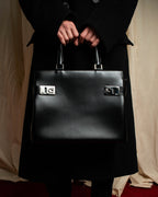 "Salvatore Ferragamo" Gancini motif both sides design leather hand bag