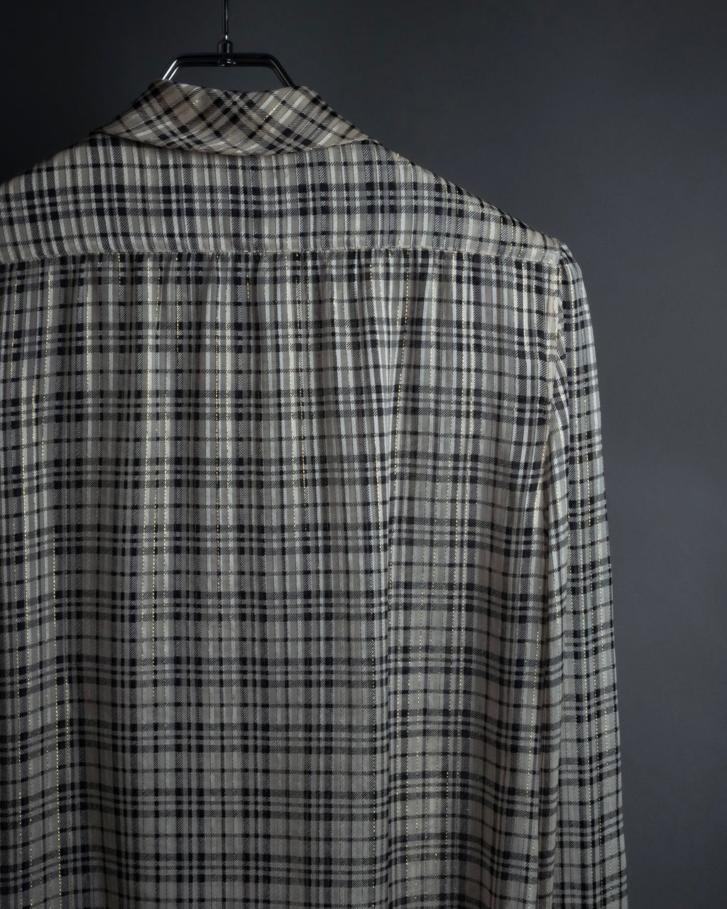 "Saint Laurent" Lame check pattern bow tie shirt
