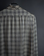 "Saint Laurent" Lame check pattern bow tie shirt