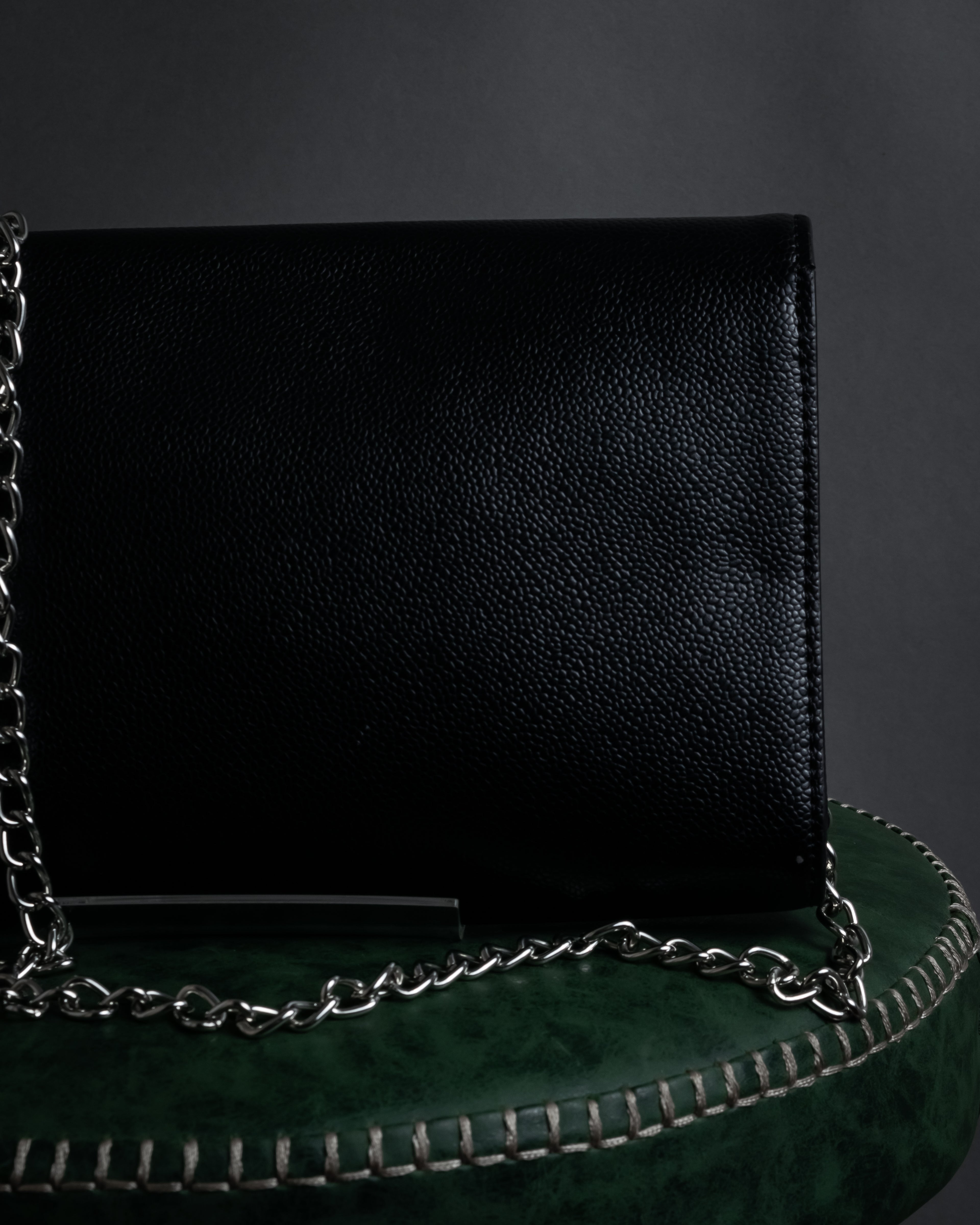 "VALENTINO" Textured leather V tassel chain shoulder bag