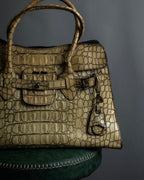 "MIU MIU" Belt strap design embossed leather hand bag