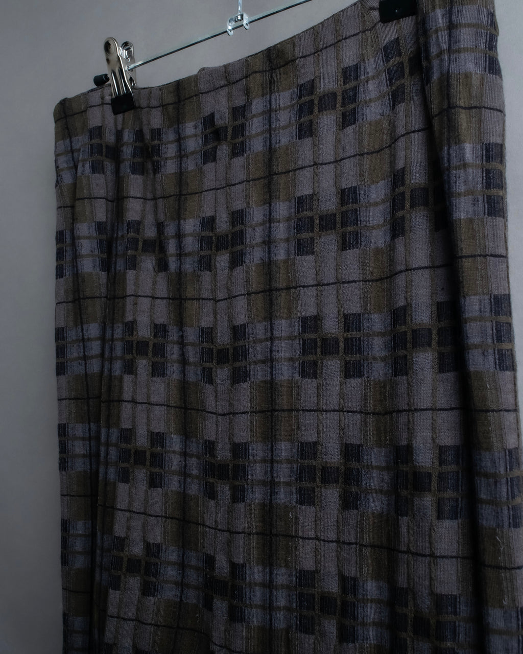 "HERMES" Check pattern cropped skirt