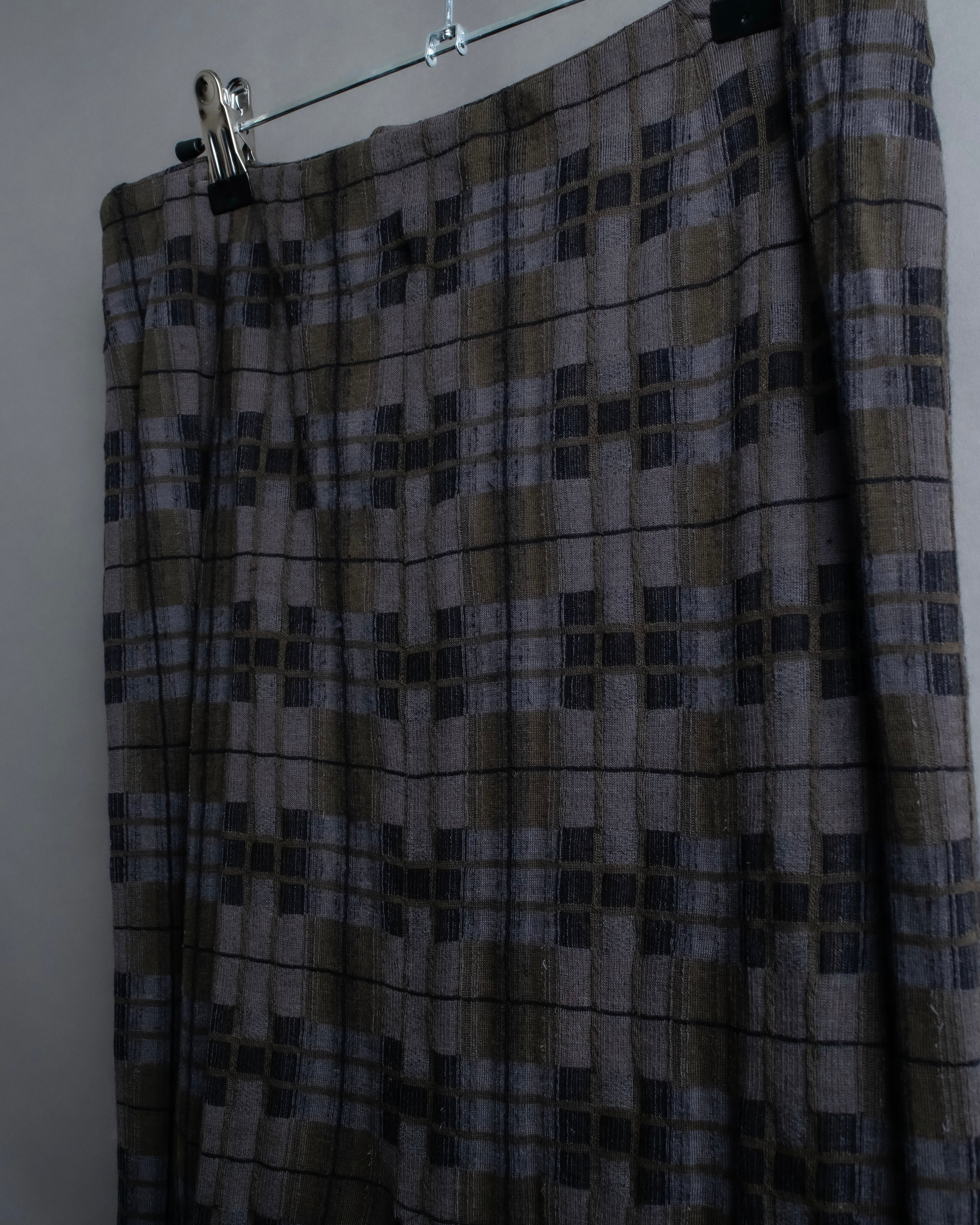 "HERMES" Check pattern cropped skirt