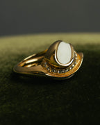 -SPECIAL- “Christian Dior” 80’s-90’s Germany white enamel rhinestone dome ring