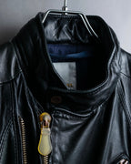 "DIESEL" Oversized stand collar lamb leather jacket
