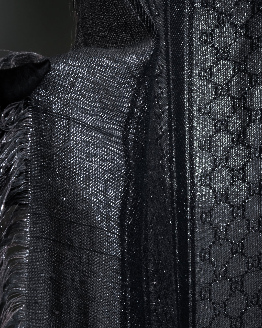 "GUCCI" GG pattern glitter blend woven large stole