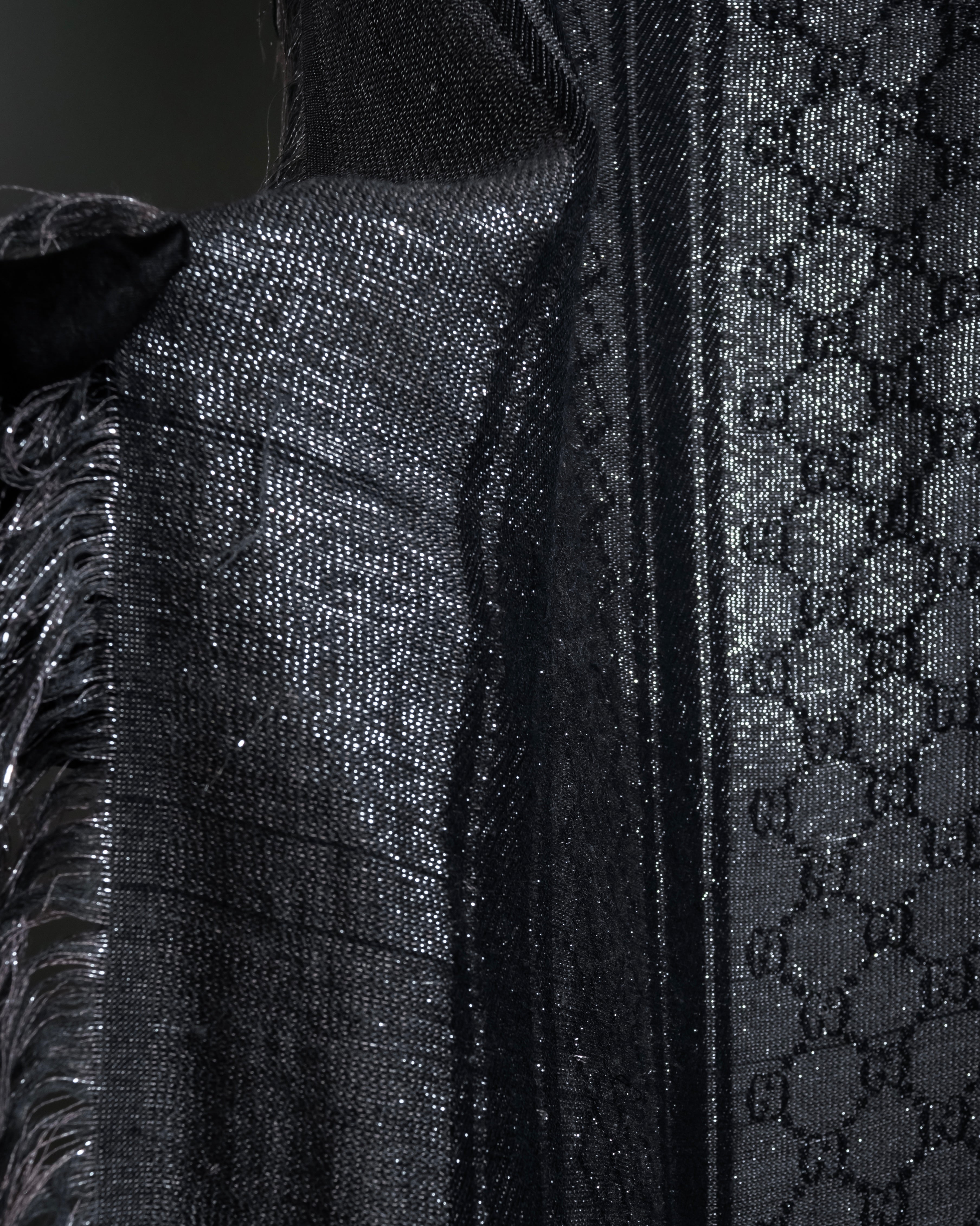 "GUCCI" GG pattern glitter blend woven large stole
