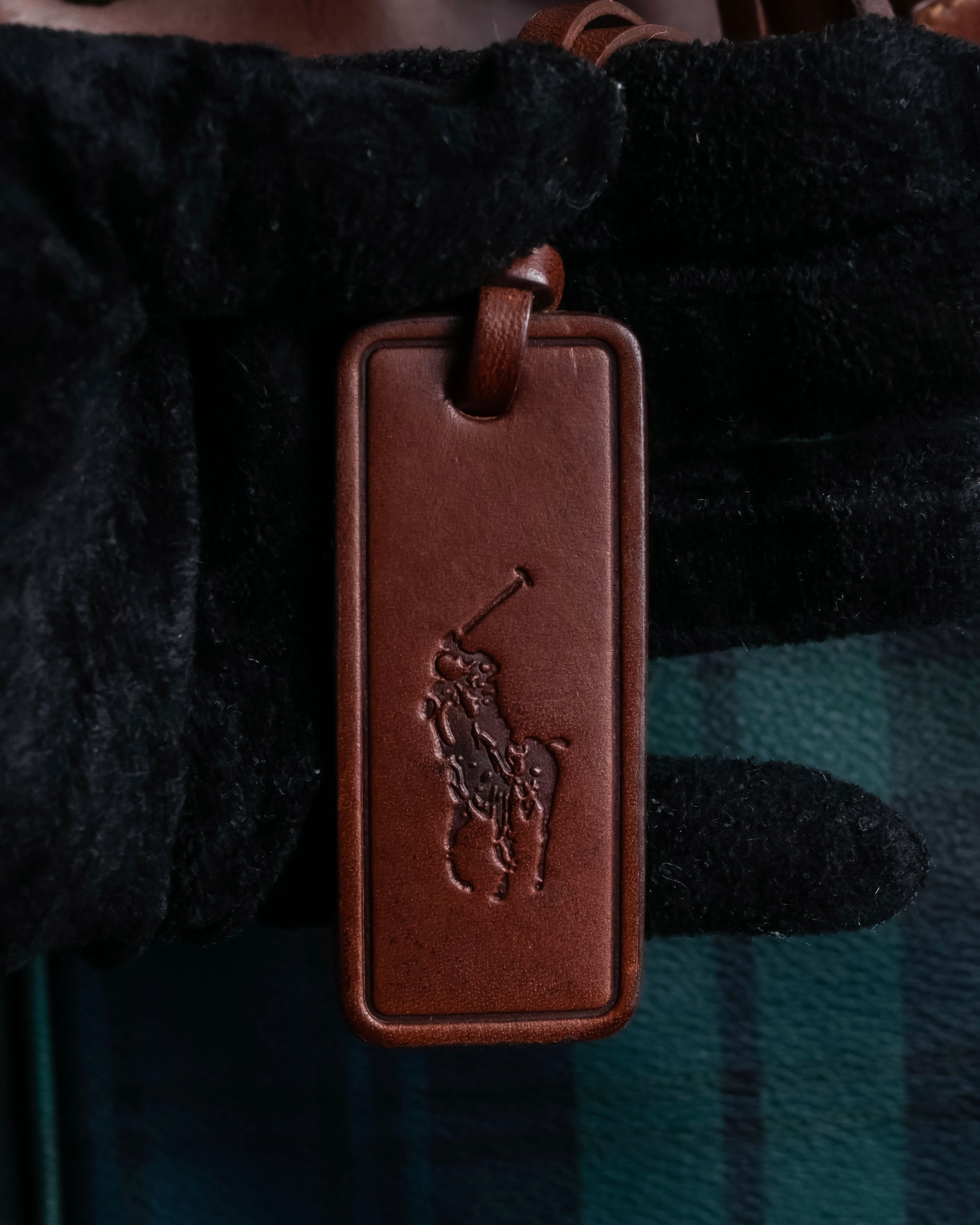 "Ralph Lauren" Blackwatch check canvas leather combination bag