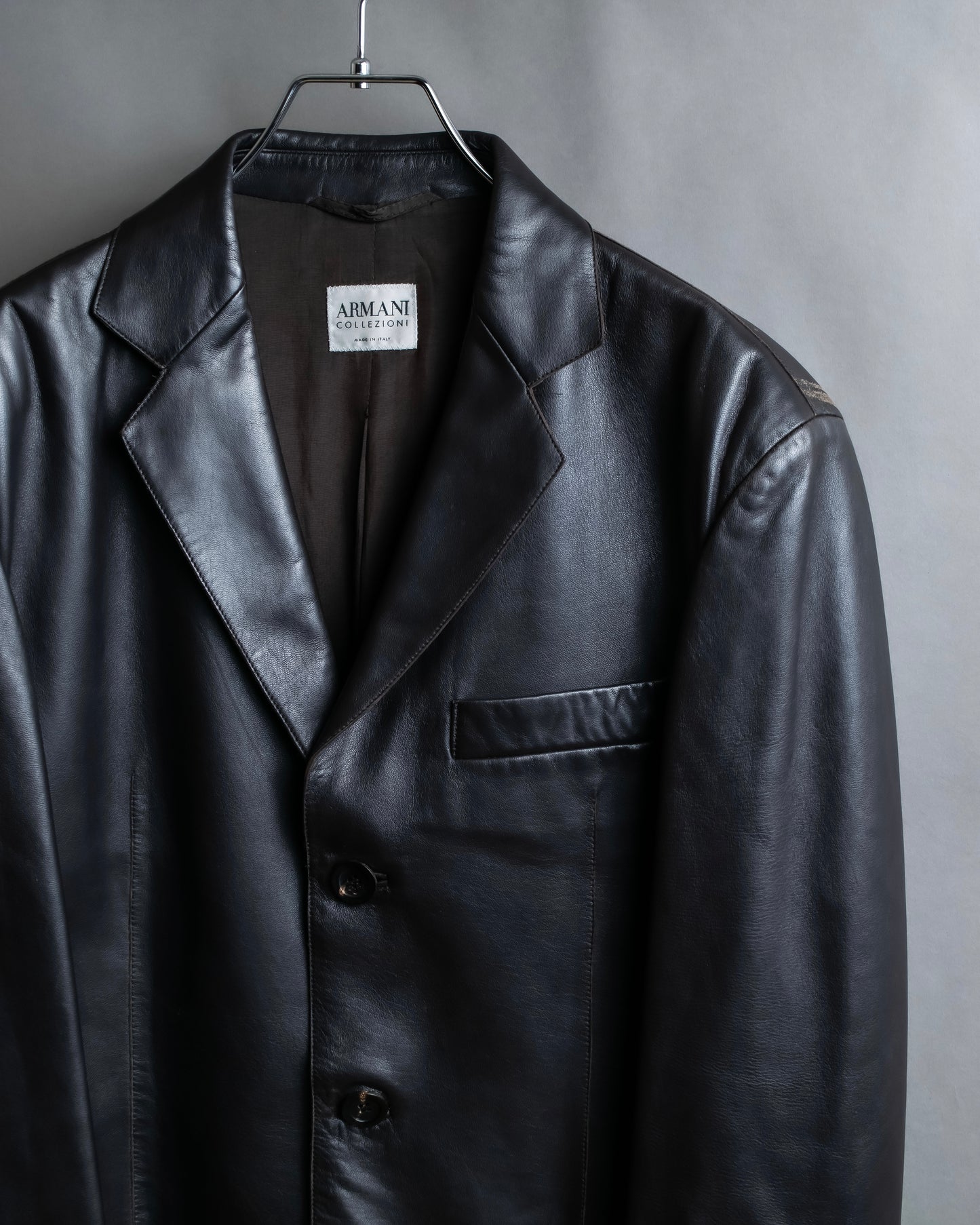 "ARMANI COLLEZIONI" 100% lamb leather oversized tailored jacket