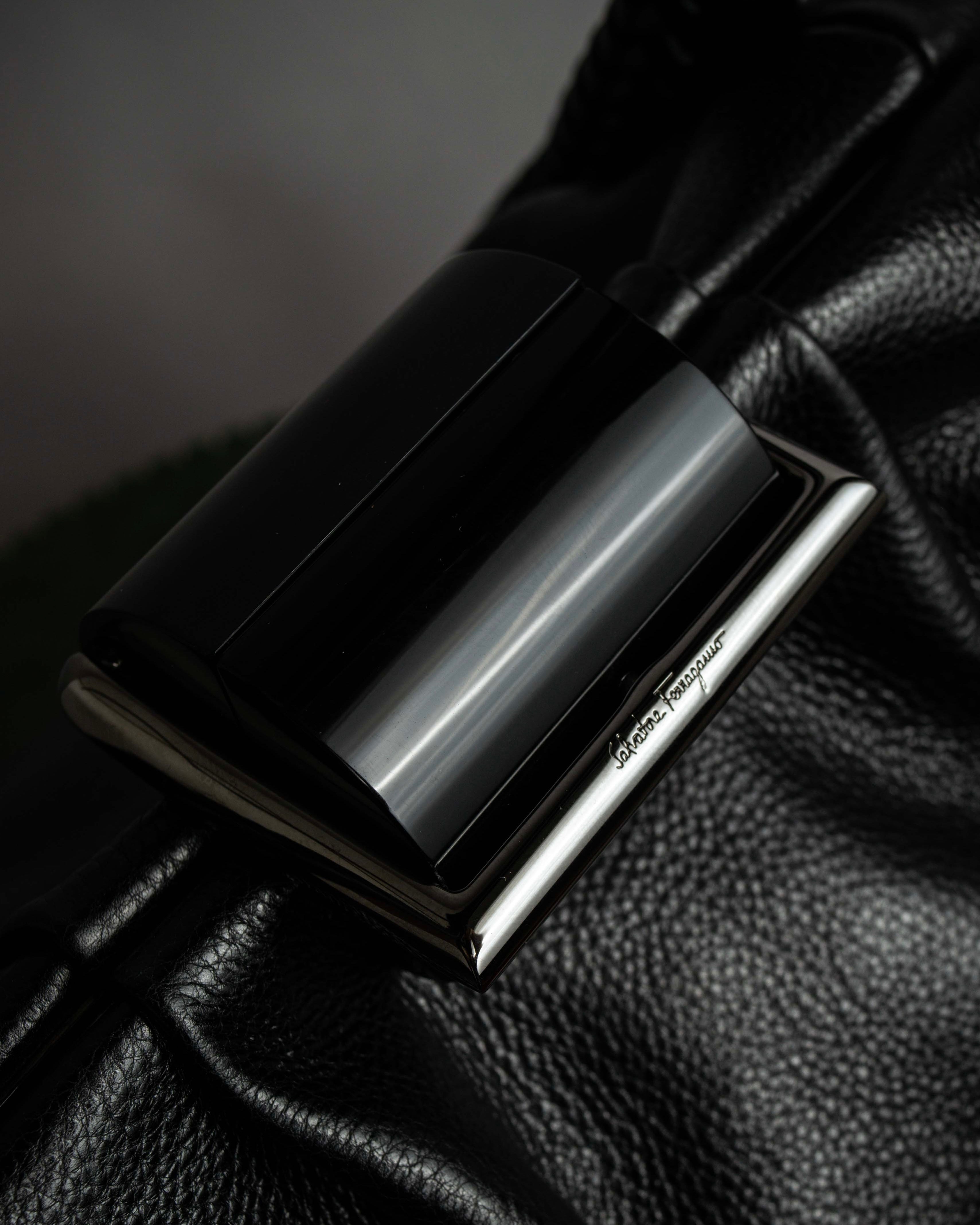 "Salvatore Ferragamo" Draping design lace-up detail leather bag