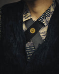 -SPECIAL- “CHANEL” Late 80’s-90’s gold button satin neck tie
