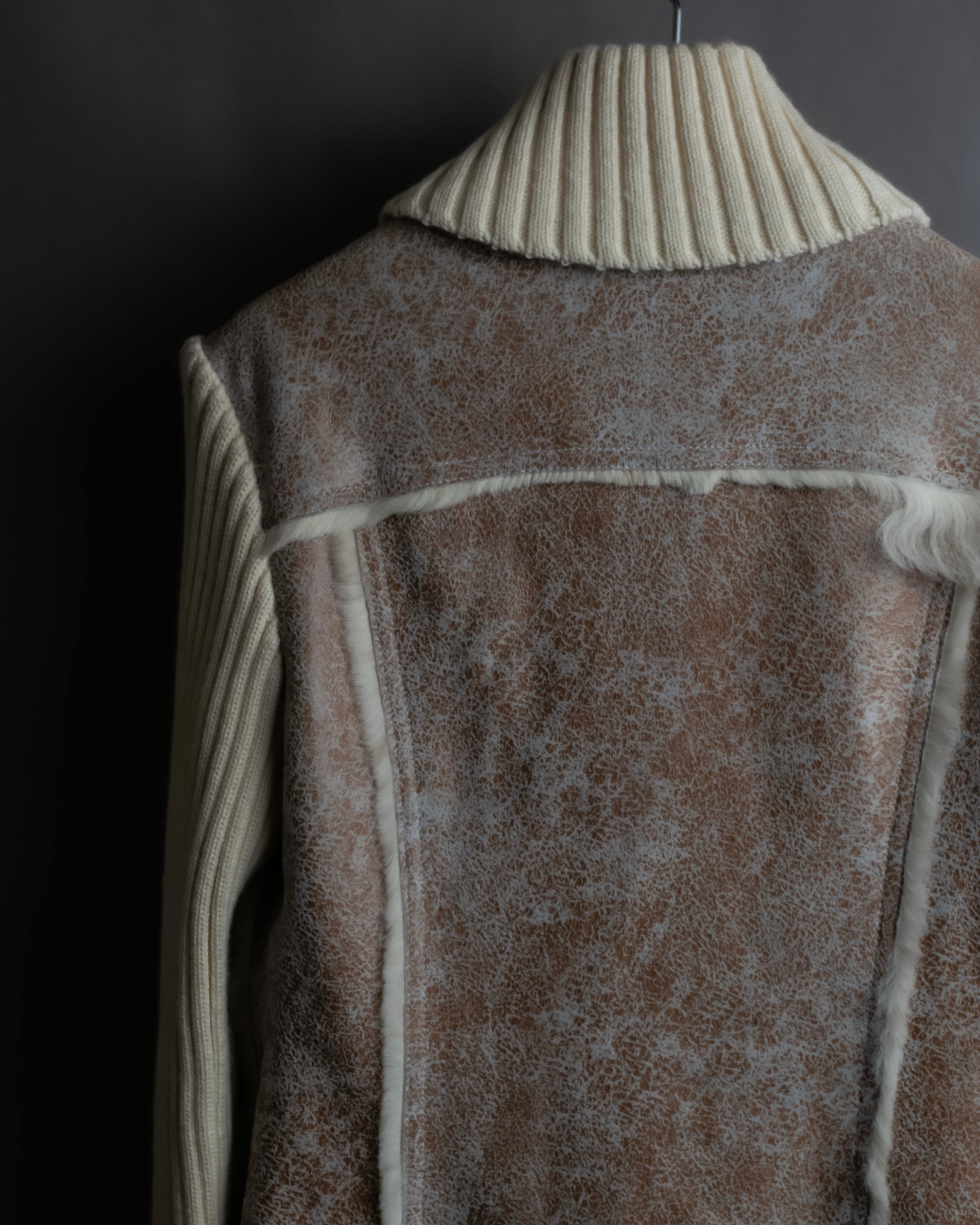 "Dolce &amp; Gabbana" Mouton &amp; knit combination design coat