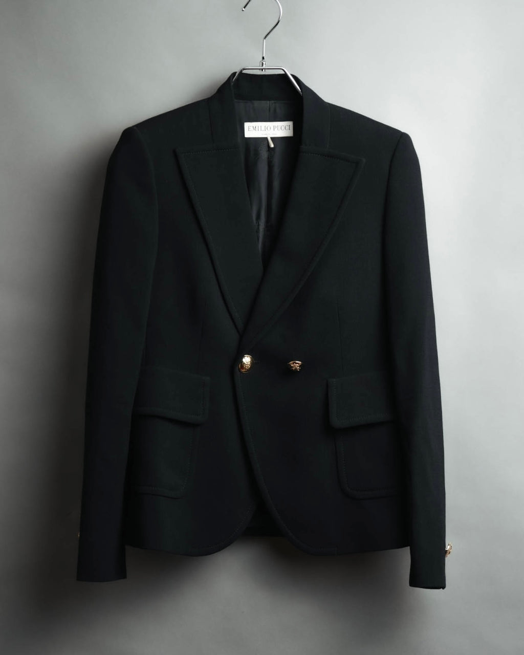 "EMILIO PUCCI" 00's-10's Gold buttoned tailored wool blazer