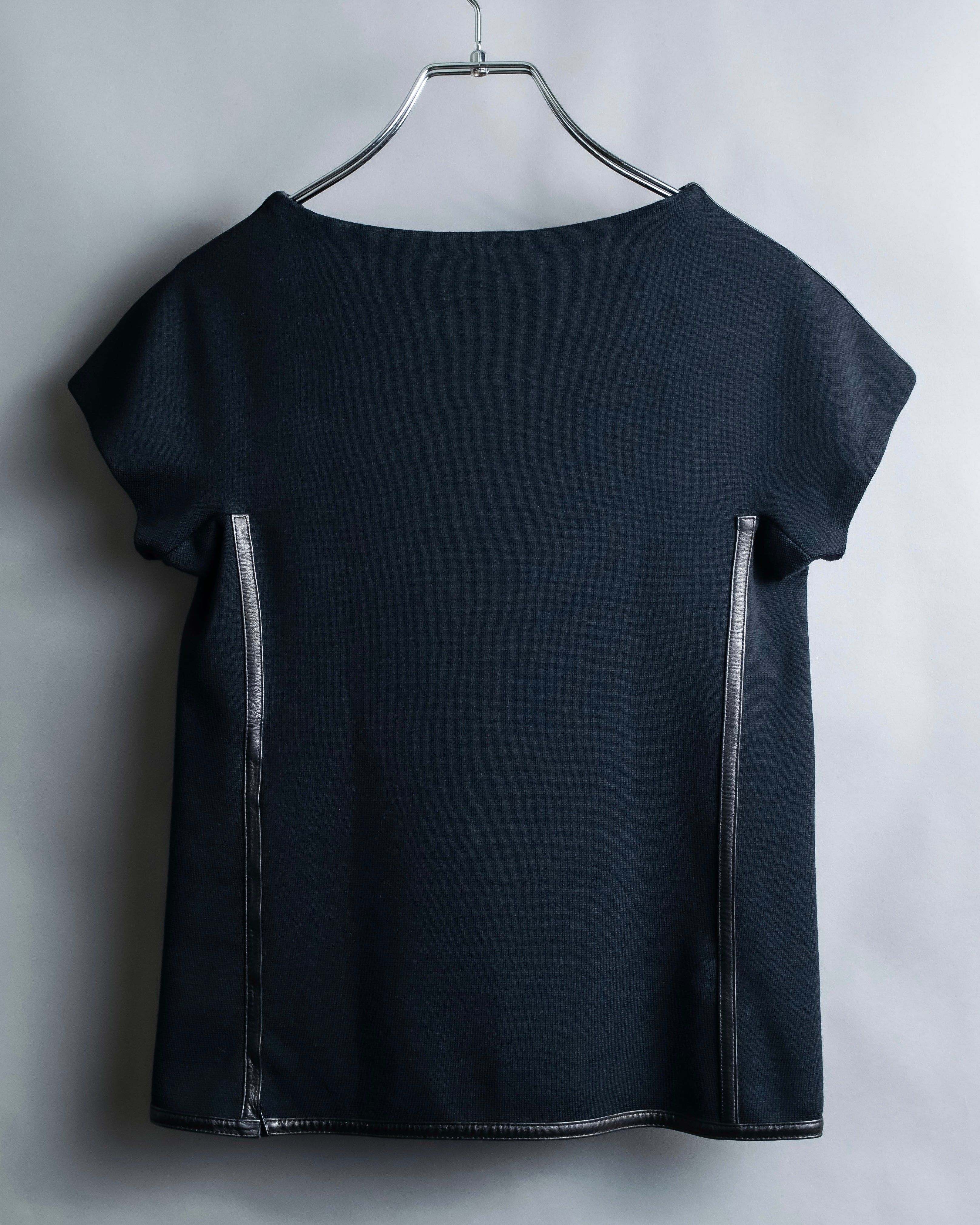 "GUCCI" Leather piping design box sleeve T-shirt