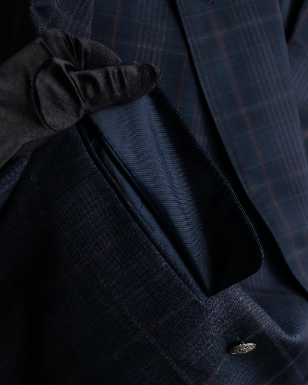 "BURBERRYS" Micro check pattern metal button blazer