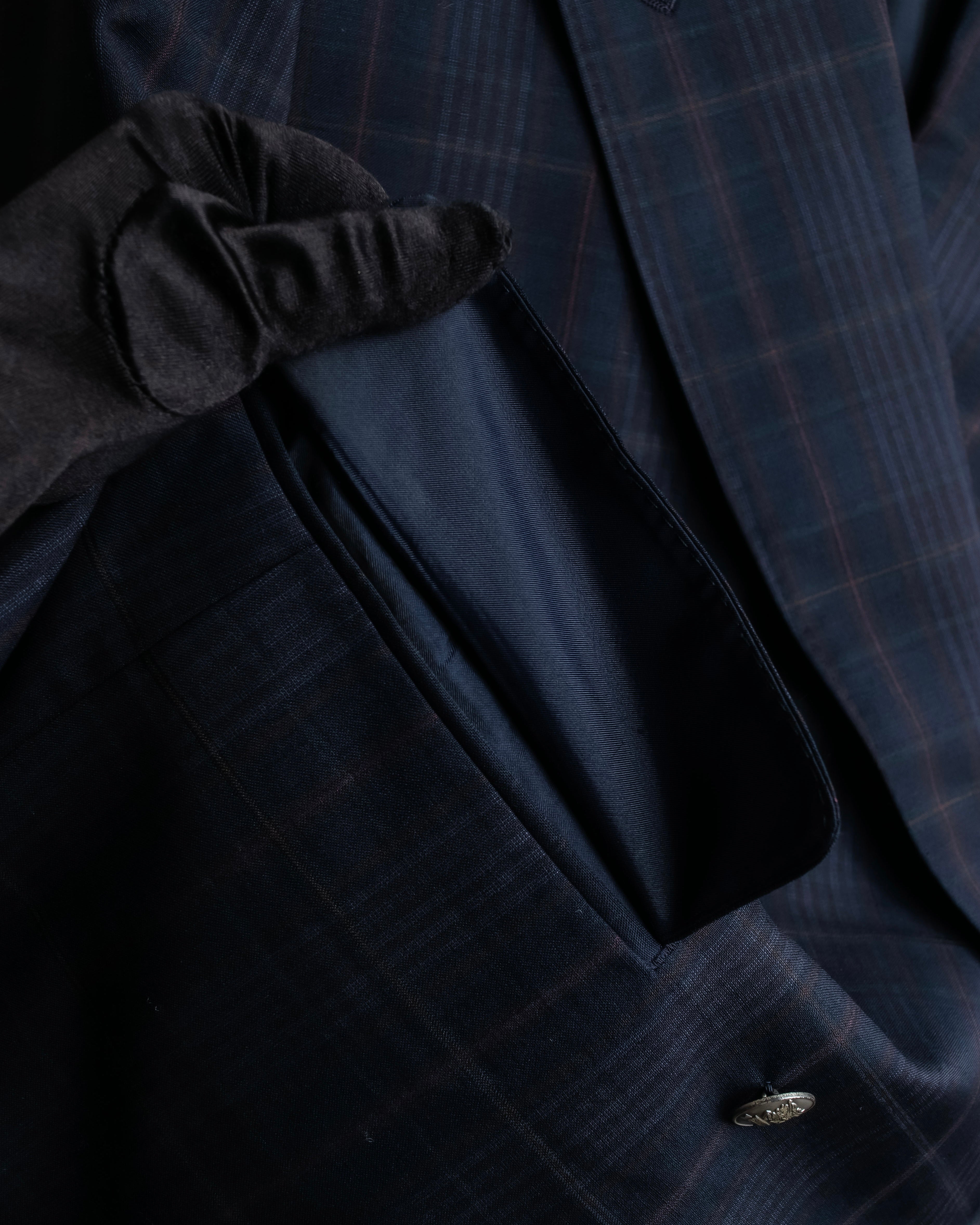 "BURBERRYS" Micro check pattern metal button blazer