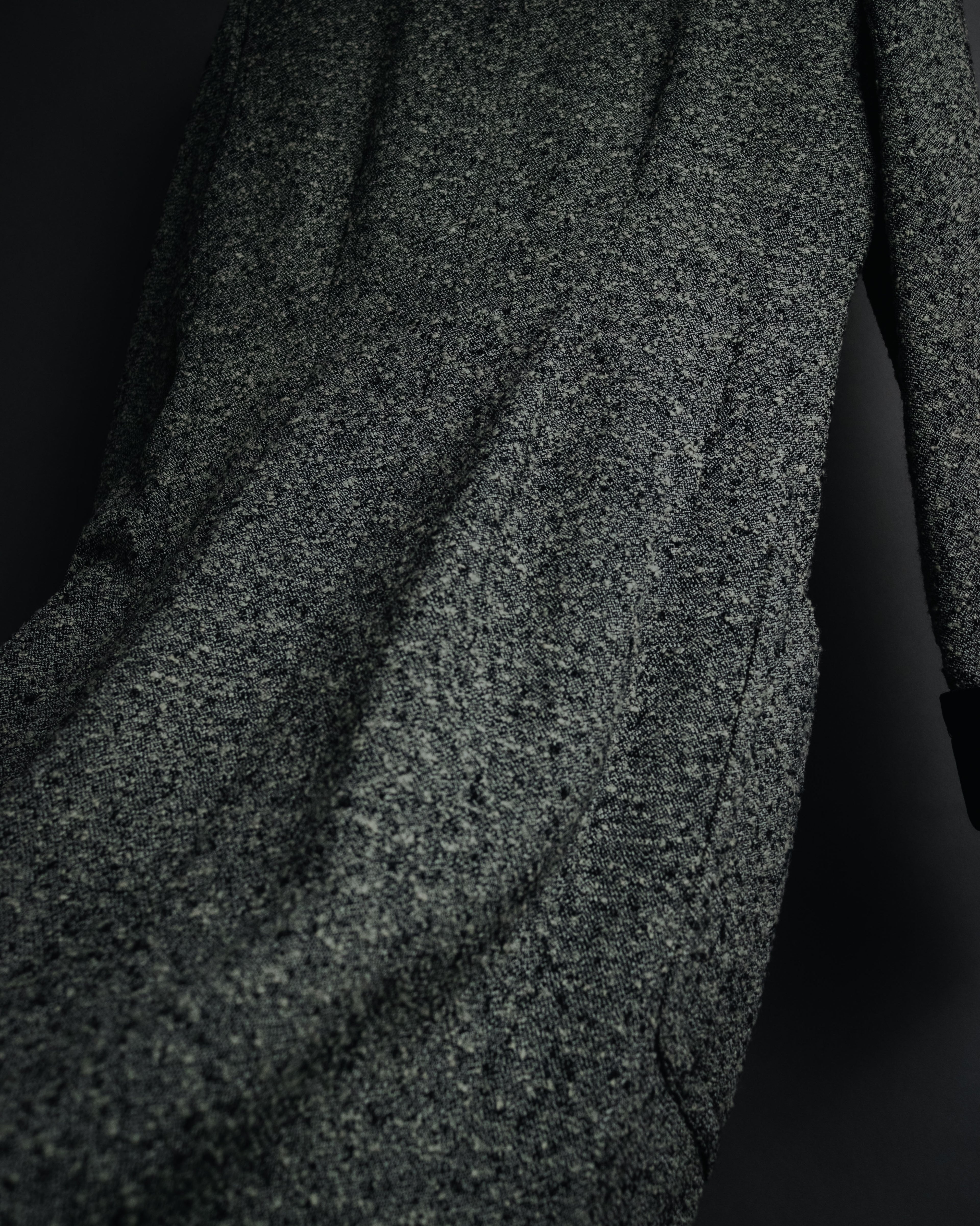 –SPECIAL– "CELINE" 70’s-80’s Classic tweed velvet-collar long coat