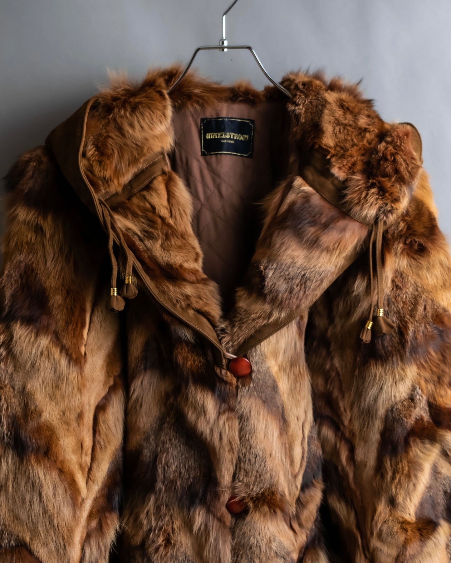 Vintage gradient fur hooded jacket