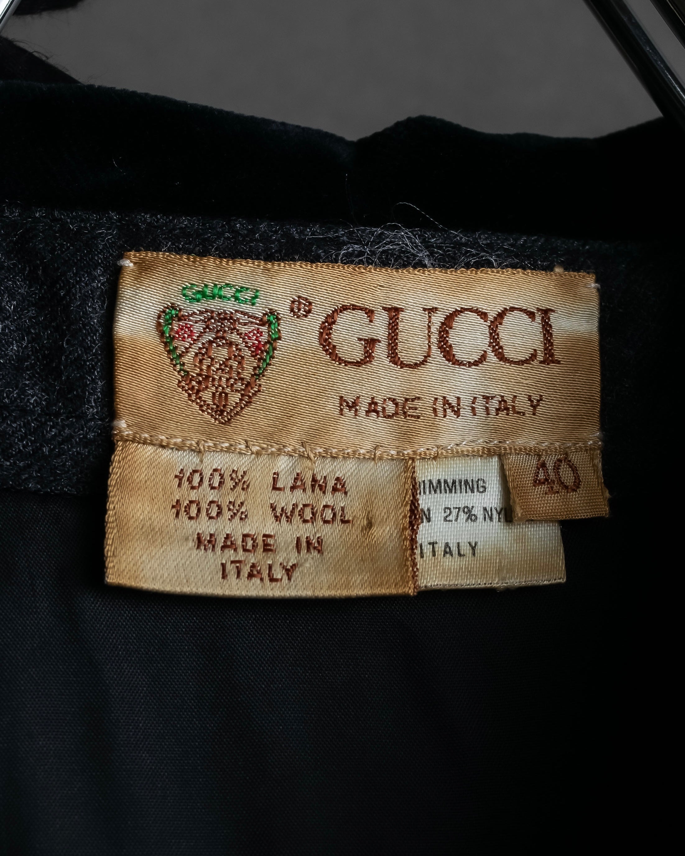 "GUCCI" 70's velvet collar design long coat