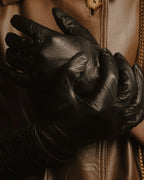 -SPECIAL- "HERMES" 90's Astrakhan combination leather gloves