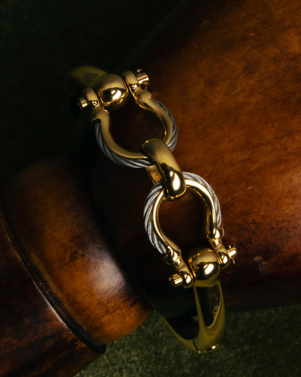 "CHARRIOL" 90's-00's Vintage PVD gold and steel cable link bangle