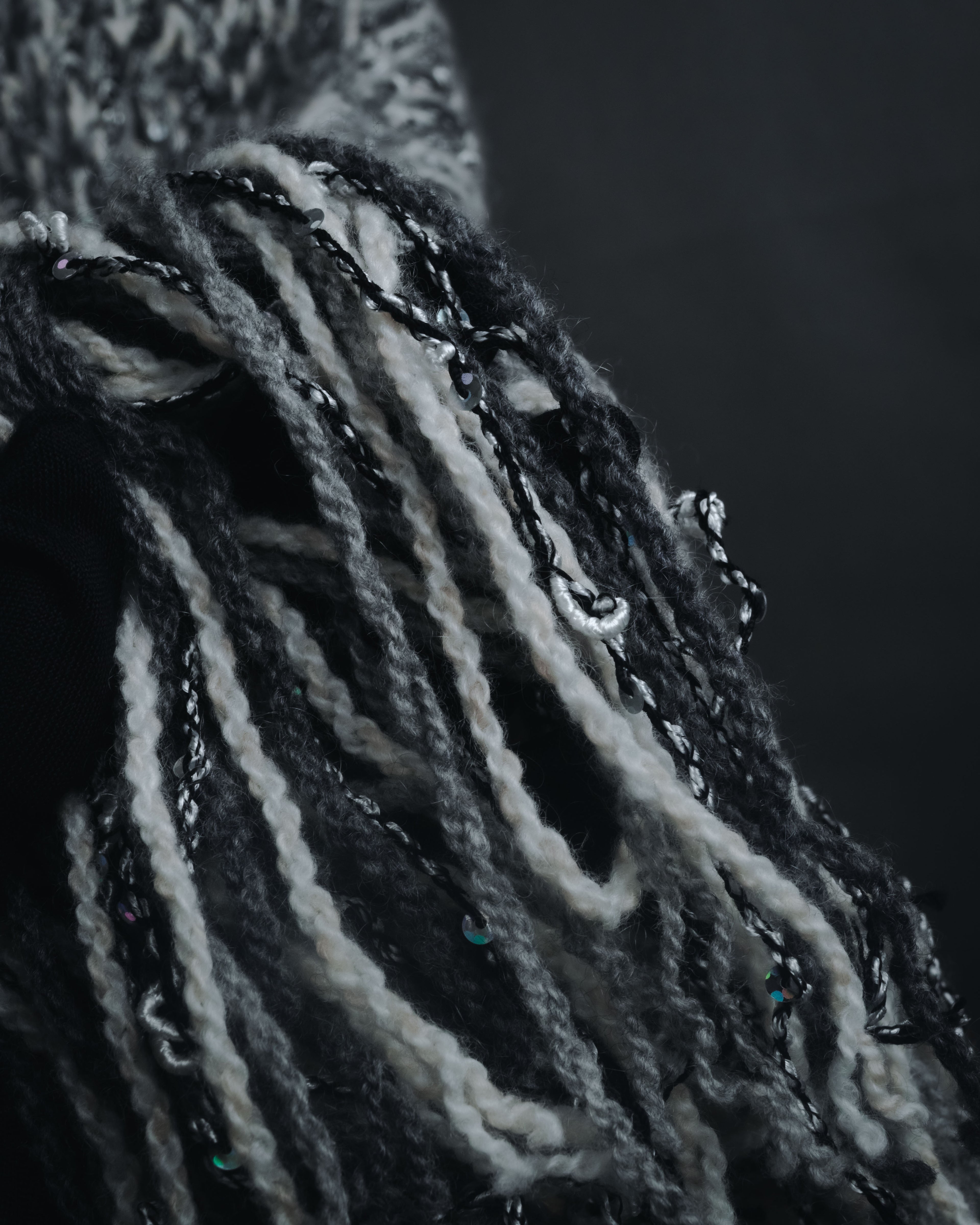 "CHANEL" 2005AW fantasy yarn embellished fringe scarf