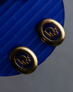 "Christian Dior" Logo cutout design gold earrings