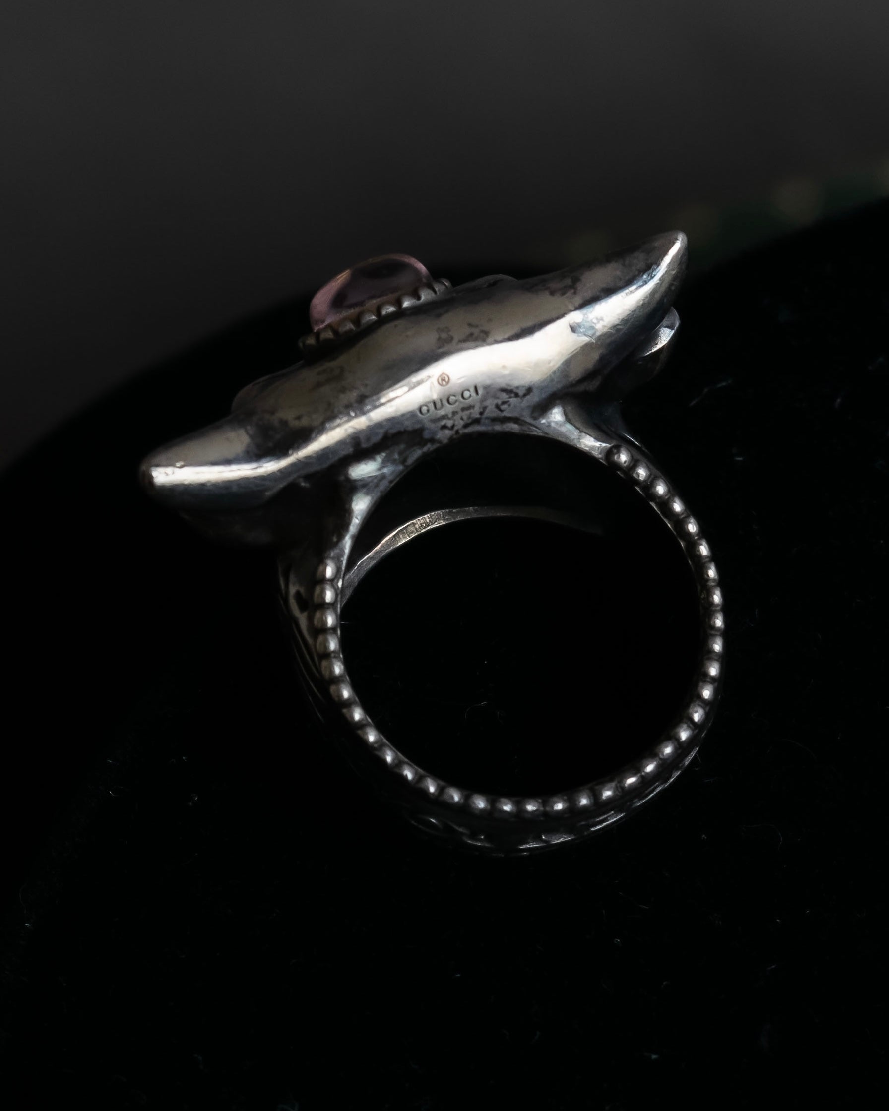"GUCCI" Anger forest collection silver bullhead motif ring