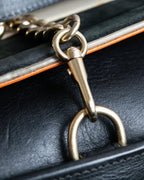 "Chloe" Leather &amp; canvas combination design chain crossbody bag