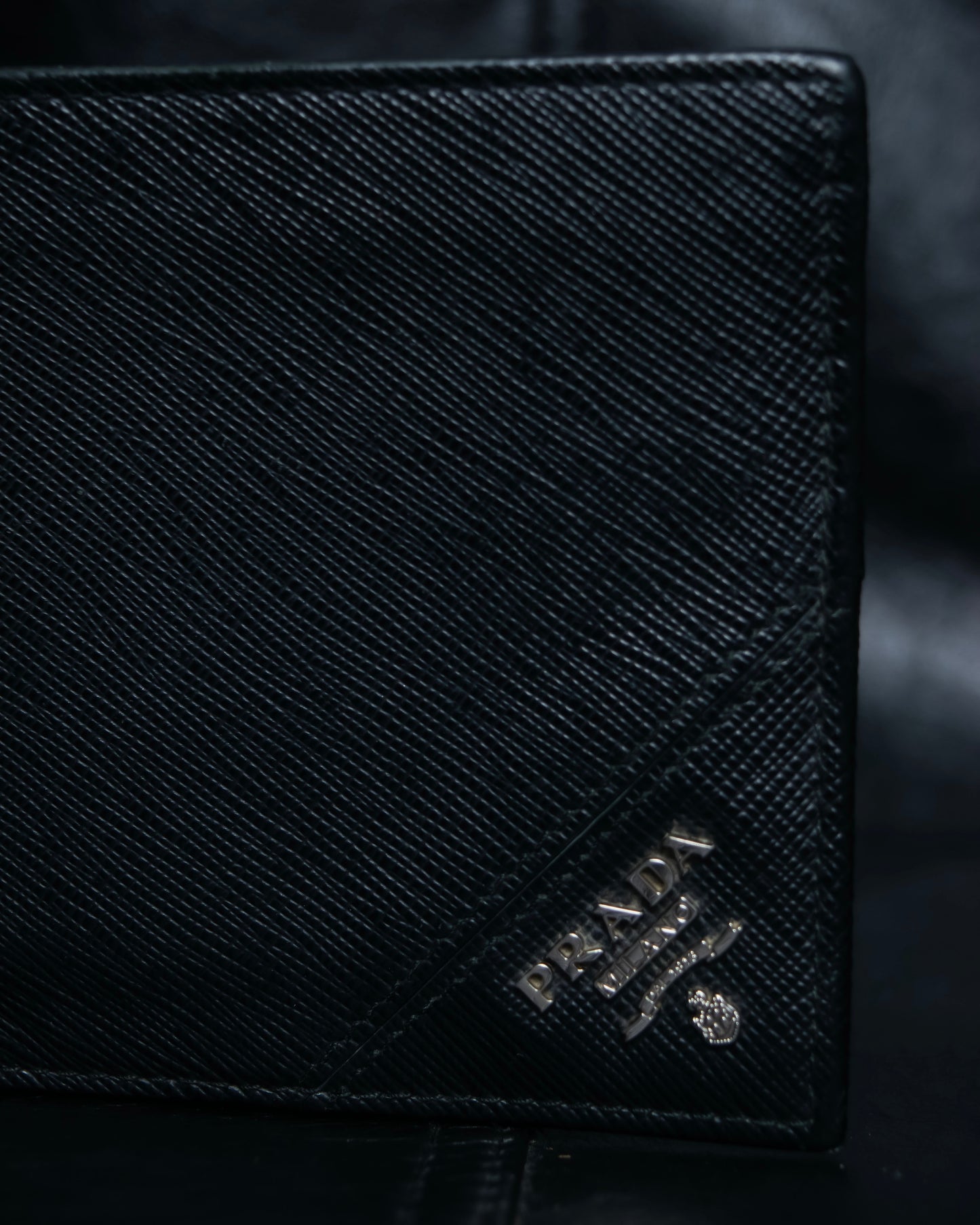 “Prada” Saffiano leather triangle logo wallet